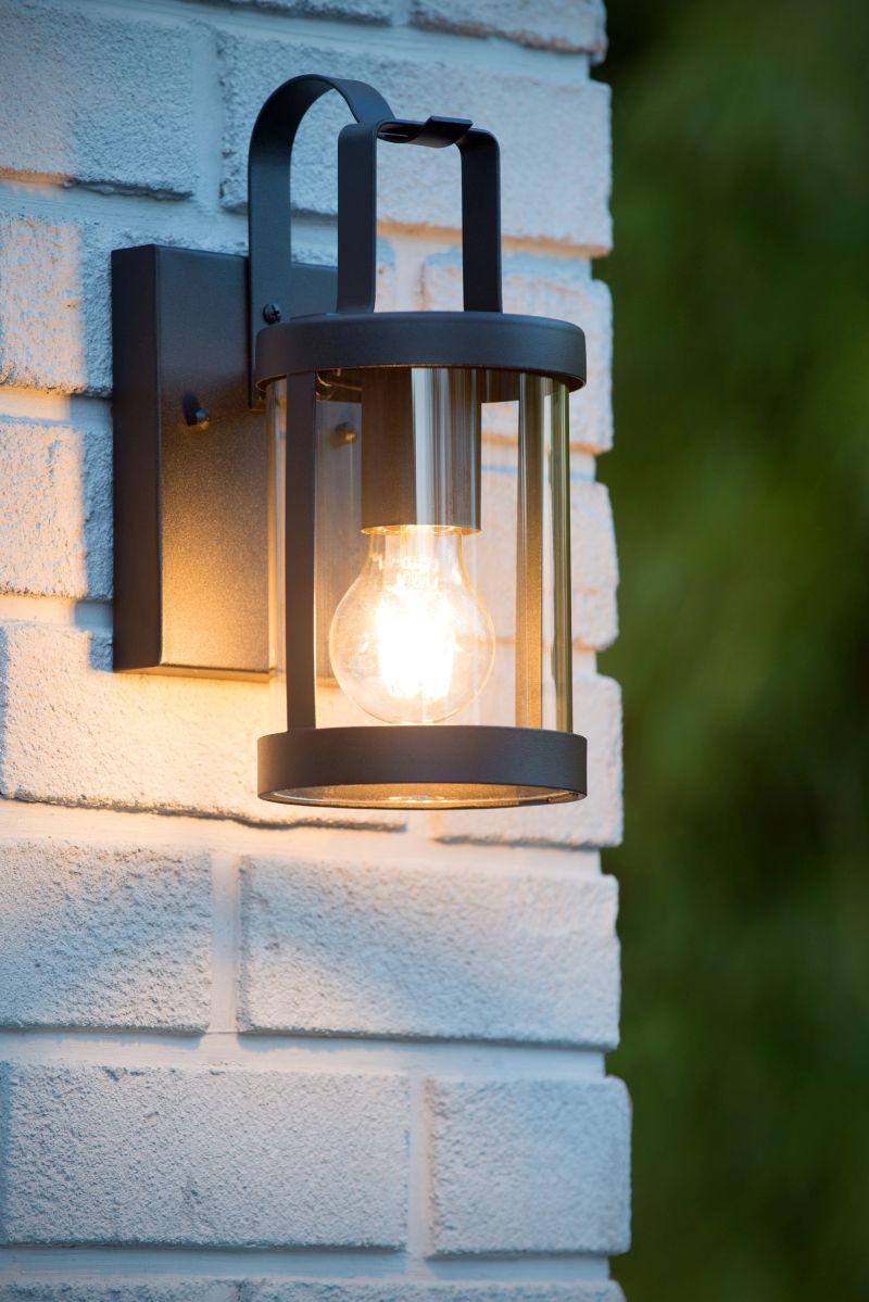 Lucide LINDELO - Nástenné svietidlo Vonkajšie - 1xE27 - IP23 - Čierne